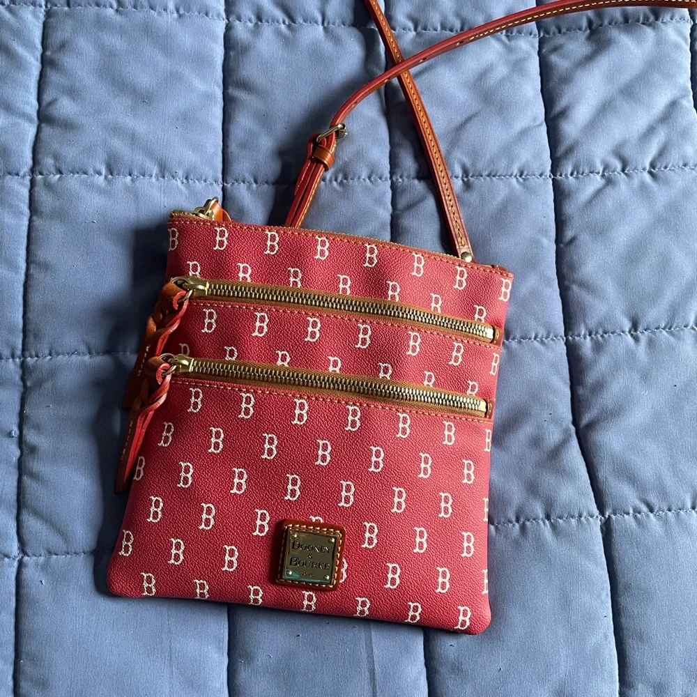 Dooney & Bourke Red Crossbody Bag with Geometric Pattern - Picture 1 of 12